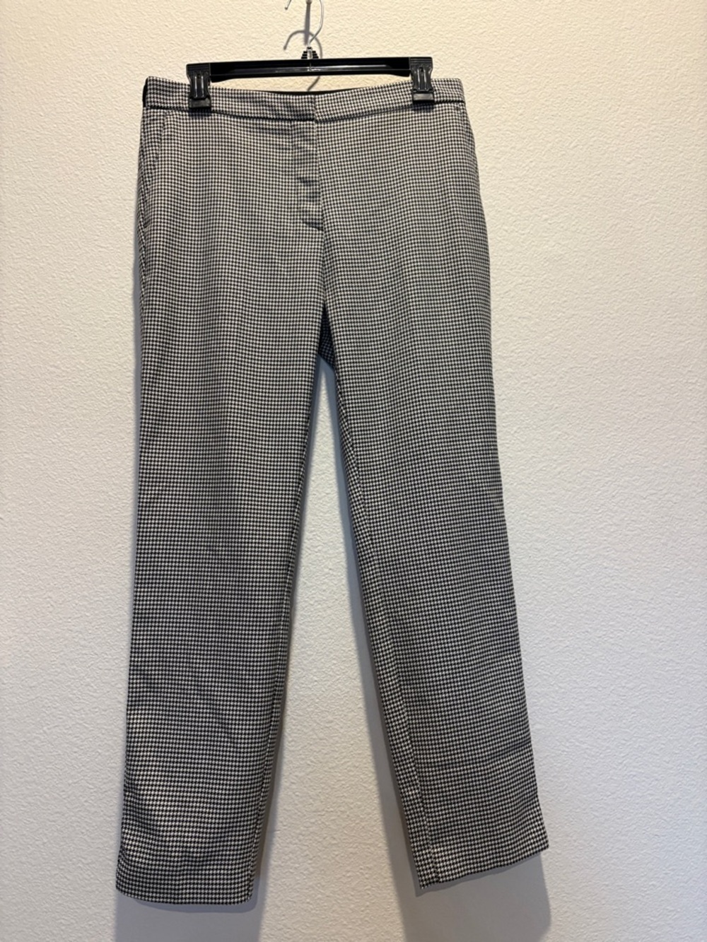 Zara black and white houndstooth straight leg trousers